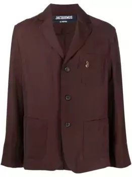 Однобортный пиджак с заостренными лацканами JACQUEMUS, коричневый