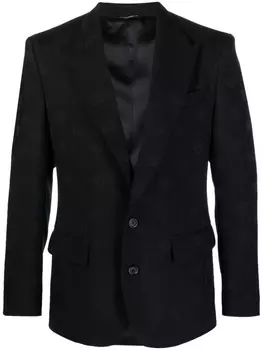 Однобортный пиджак с жаккардовым логотипом Dolce & Gabbana, черный