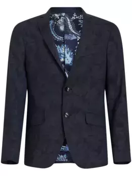 Однобортный пиджак с жаккардовым узором ETRO, синий