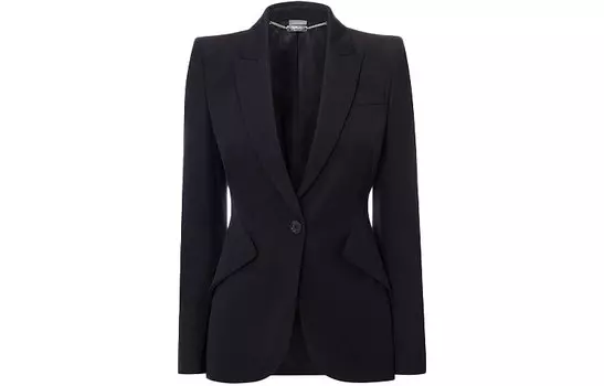 Однобортный пиджак строгого кроя Alexander McQueen, черный