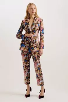 Однобортный пиджак строгого кроя с принтом Madonia Ted Baker, мультиколор