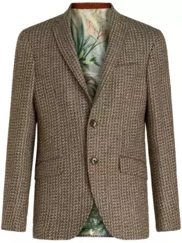 Однобортный пиджак узкого кроя ETRO, коричневый