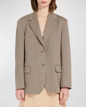 Однобортный пиджак Veletta с узором "гусиные лапки" Weekend Max Mara, цвет Camel