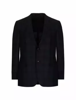 Однобортный пиджак в клетку Brioni, тёмно-синий
