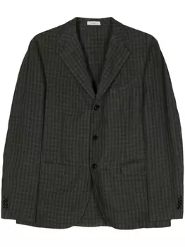 Однобортный пиджак в клетку гингем Boglioli, зеленый