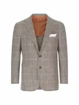 Однобортный пиджак в клетку Kiton, серый