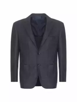 Однобортный пиджак в клетку Kiton, тёмно-синий