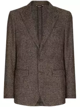 Однобортный пиджак в клетку Prince of Wales DOLCE & GABBANA, коричневый