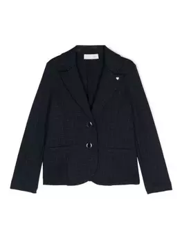 Однобортный пиджак в клетку с блестками Monnalisa, синий