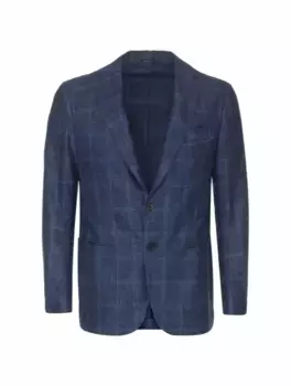 Однобортный пиджак в клетку Sartorio, тёмно-синий