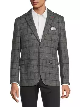 Однобортный пиджак в клетку Soul Of London, серый