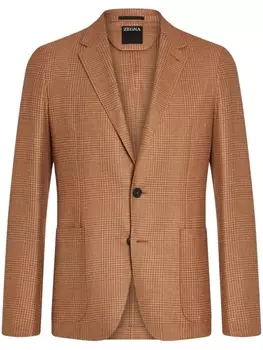 Однобортный пиджак в клетку Zegna, коричневый