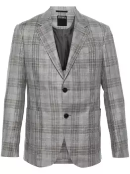 Однобортный пиджак в клетку Zegna, серый