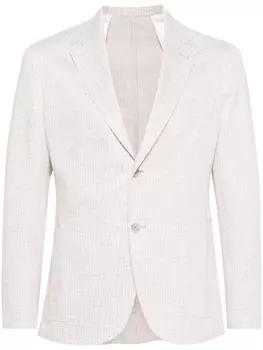 Однобортный пиджак в ломаную клетку Barba, бежевый