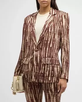 Однобортный пиджак в полоску Parana pinkfilosofy, цвет 117 Brown Stripes