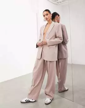 Однобортный пиджак в пыльно-розовую полоску ASOS
