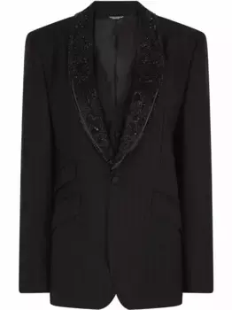 Однобортный пиджак в тонкую полоску DOLCE & GABBANA, черный