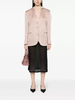 Однобортный шелковый пиджак N21, розовый