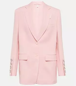 Однобортный шерстяной блейзер BURBERRY, розовый