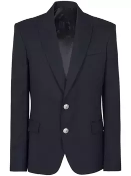 Однобортный шерстяной пиджак BALMAIN, синий