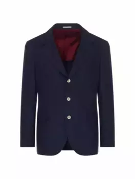Однобортный шерстяной пиджак Brunello Cucinelli, синий