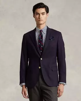 Однобортный шерстяной пиджак Polo Ralph Lauren, синий