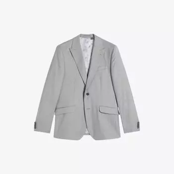 Однобортный шерстяной пиджак приталенного кроя Ted Baker, серый