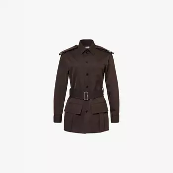 Однобортный шерстяной пиджак с поясом на талии Burberry, черный