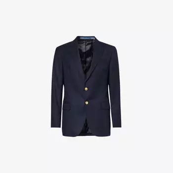 Однобортный шерстяной пиджак с зубчатыми лацканами Polo Ralph Lauren, темно-синий