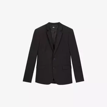 Однобортный шерстяной пиджак с зубчатыми лацканами The Kooples, черный