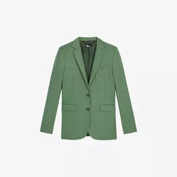 Однобортный шерстяной пиджак с зубчатыми лацканами The Kooples, цвет light kaki