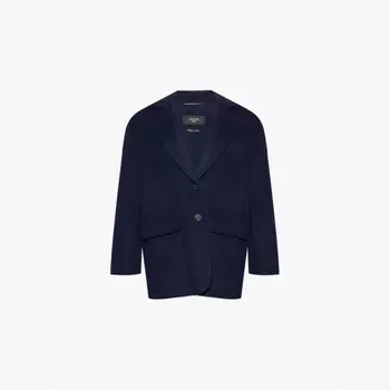 Однобортный шерстяной пиджак стандартного кроя Weekend Max Mara, синий