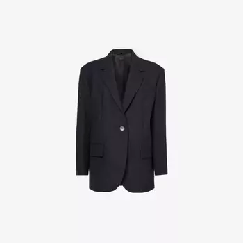 Однобортный шерстяной пиджак свободного кроя. Weekend Max Mara, черный