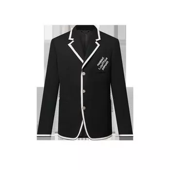 Однобортный шерстяной школьный пиджак Louis Vuitton, черный