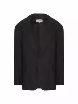 Однобортный шерстяной жакет MM6 MAISON MARGIELA, черный