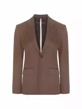 Однобортный шерстяной жакет MM6 MAISON MARGIELA, коричневый