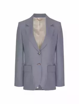 Однобортный шерстяной жакет Victoria Beckham, синий