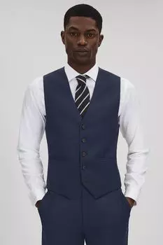 Однобортный шерстяной жилет Destiny Reiss, синий