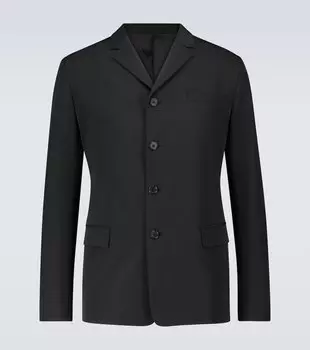 Однобортный технический блейзер Prada, черный