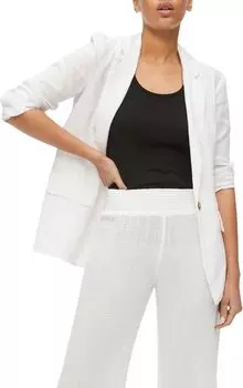 Однобортный тканый льняной пиджак Lottie Michael Stars, белый