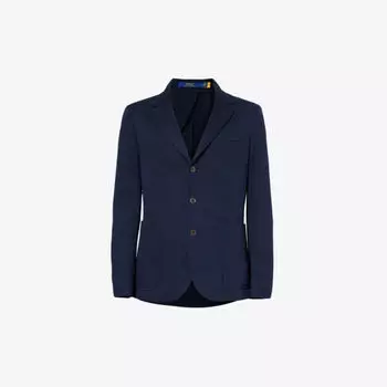 Однобортный тканый пиджак с фирменной биркой Polo Ralph Lauren, синий