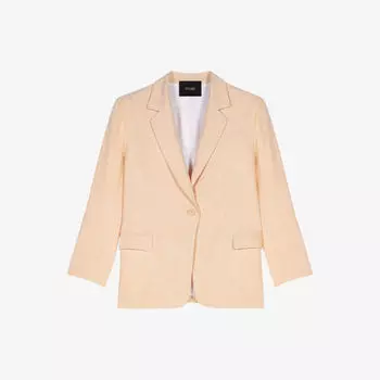 Однобортный тканый пиджак с вырезом на лацканах Maje, желтый