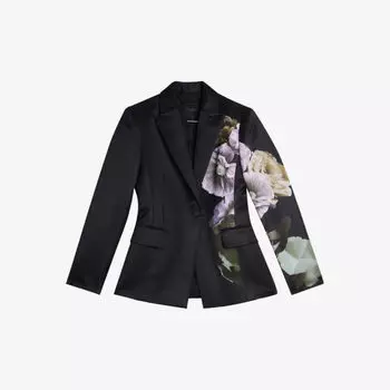 Однобортный тканый жакет Nayaa с цветочным принтом Ted Baker, черный