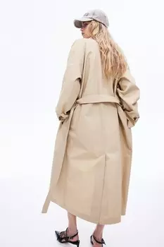 Однобортный тренч из твила H&M, бежевый