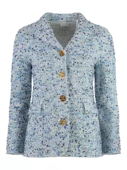 Однобортный твидовый блейзер St. John, синий