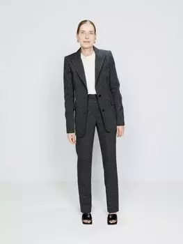 Однобортный твидовый пиджак в крапинку Raey, серый