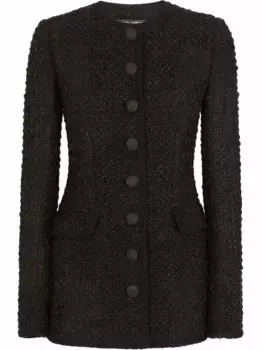Однобортный твидовый жакет DOLCE & GABBANA, черный