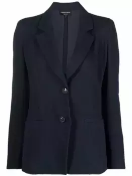 Однобортный твиловый пиджак EMPORIO ARMANI, синий