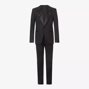 Однобортный вечерний костюм из смесовой шерсти приталенного кроя Shelton Tom Ford, черный