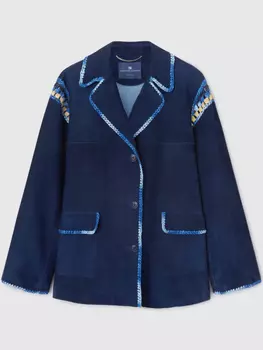 Однобортный замшевый пиджак Ermanno Scervino, синий